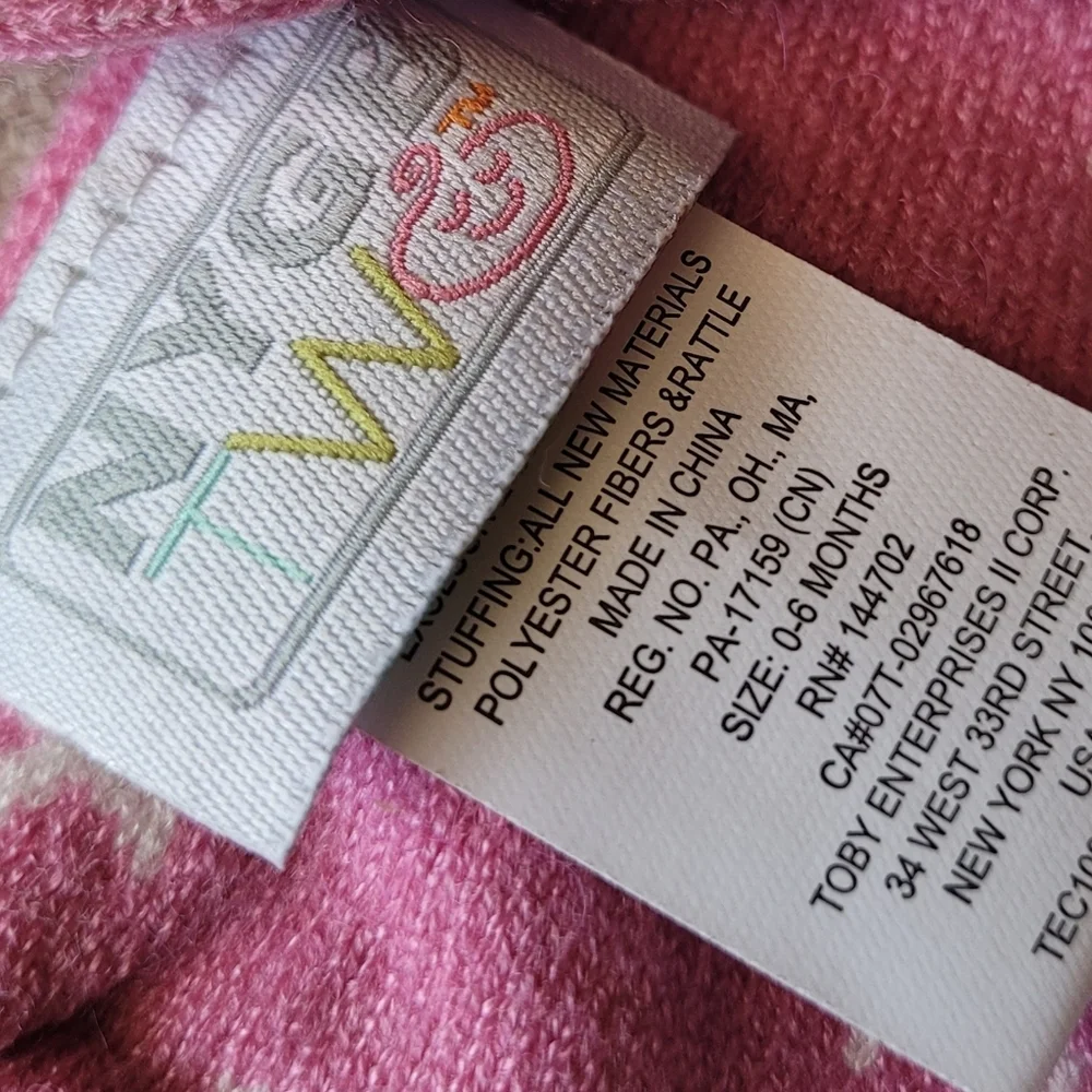 NYGB Baby 3 Piece Set with Lovey Blanket Blankie Baby Girl Pink White NWT